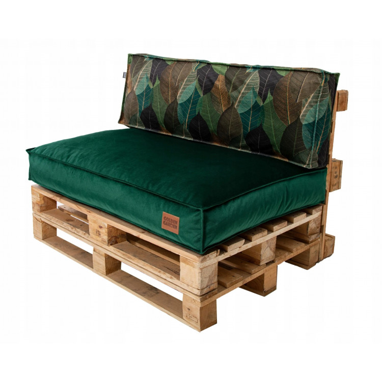 Paletové sedenie Golden Garden GG75 - podsedák a vankúš 120cm x 80cm x 15cm penový granulát smaragdová vzor kvety